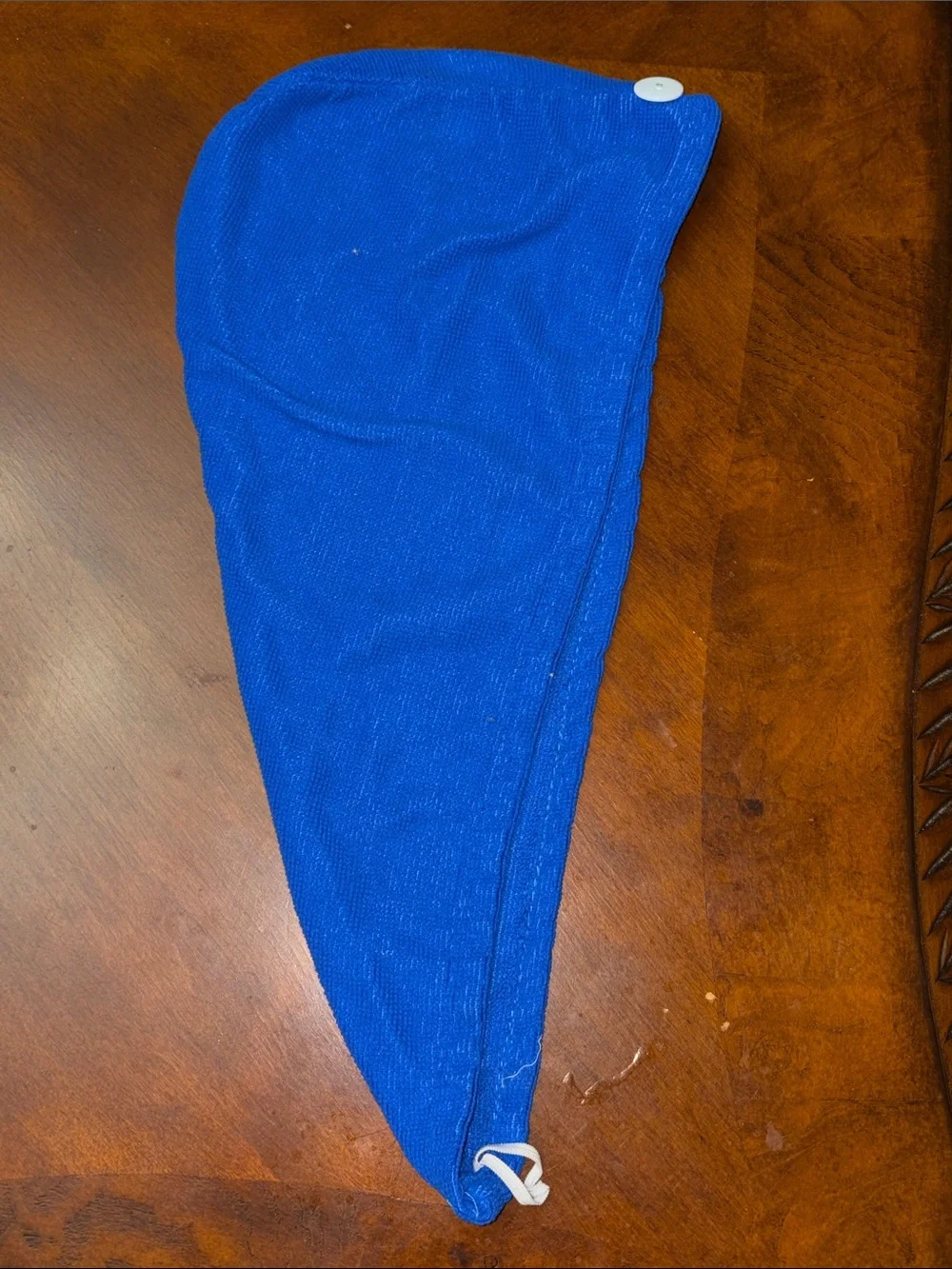 Kids Blue Hair Turban with Button Fasten for Quick Drying